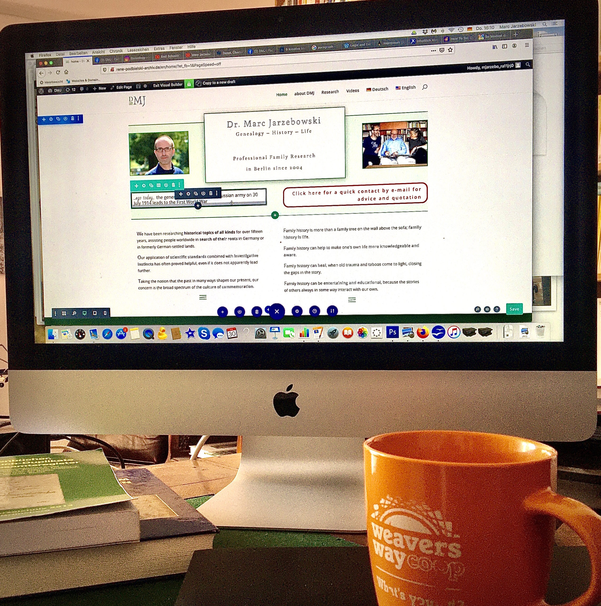 blog-family research-genealogy-website Home office: Programming of the new website of genealogist Marc Jarezbowski in Berlin