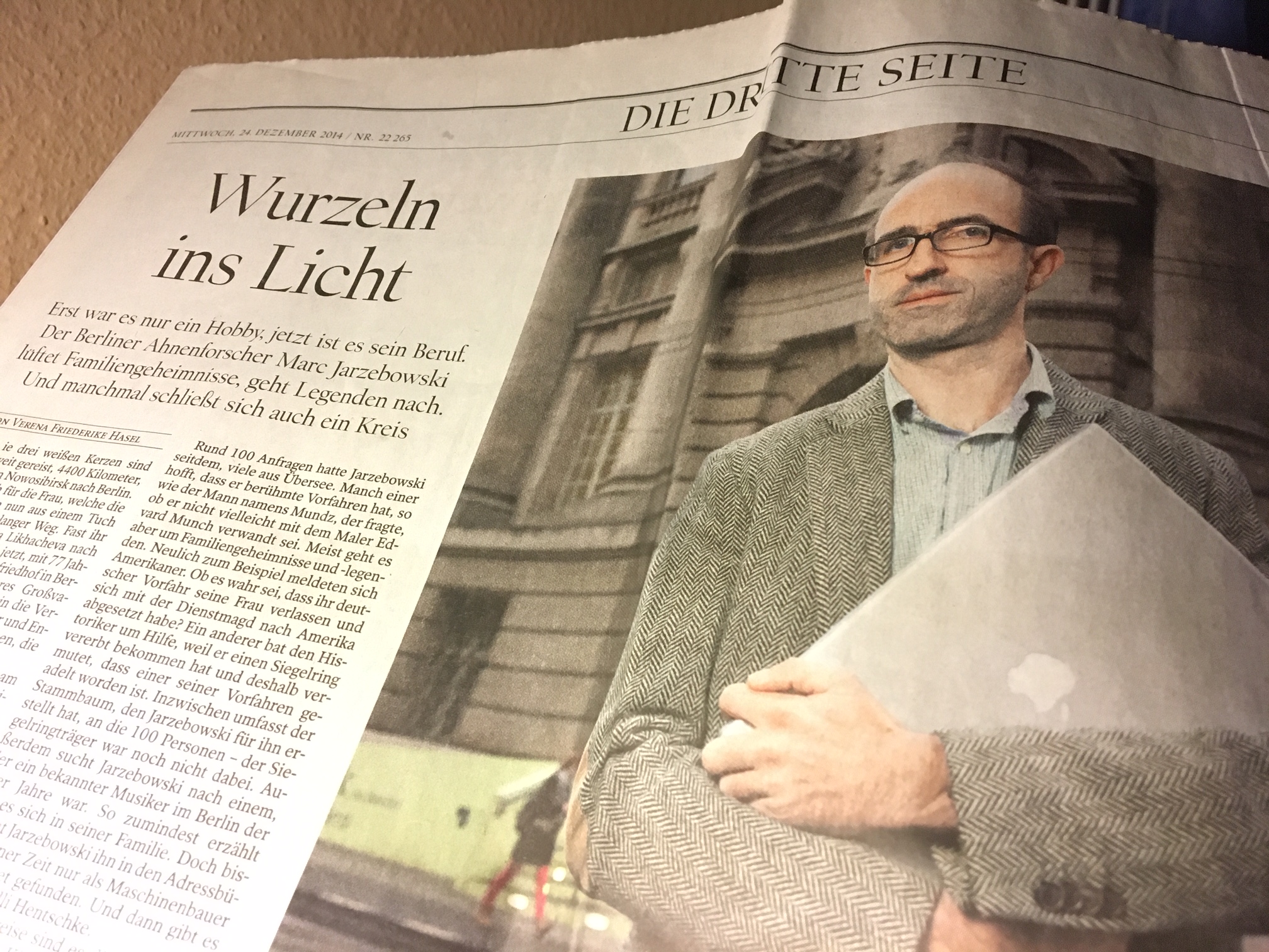 Marc Jarzebowski im Tagesspiegel Heiligabend 2014